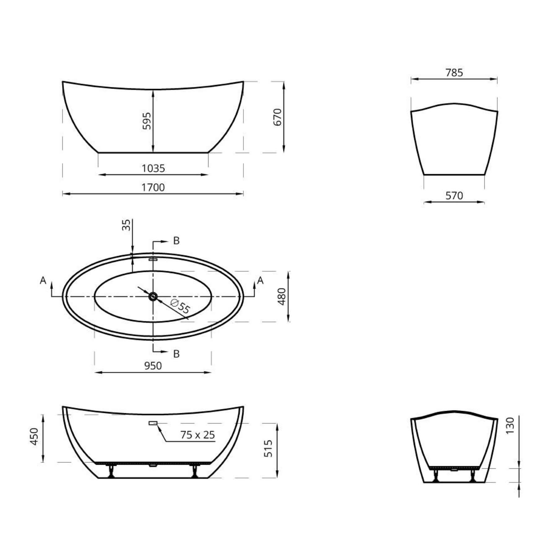 White Modern Oval Bath
