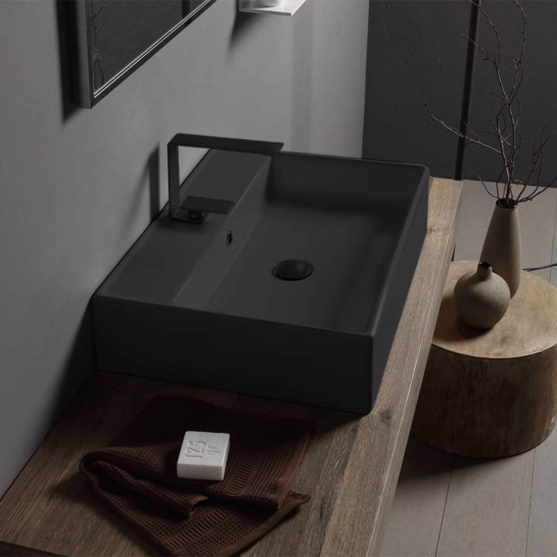 Matte Black Ceramic Console Sink