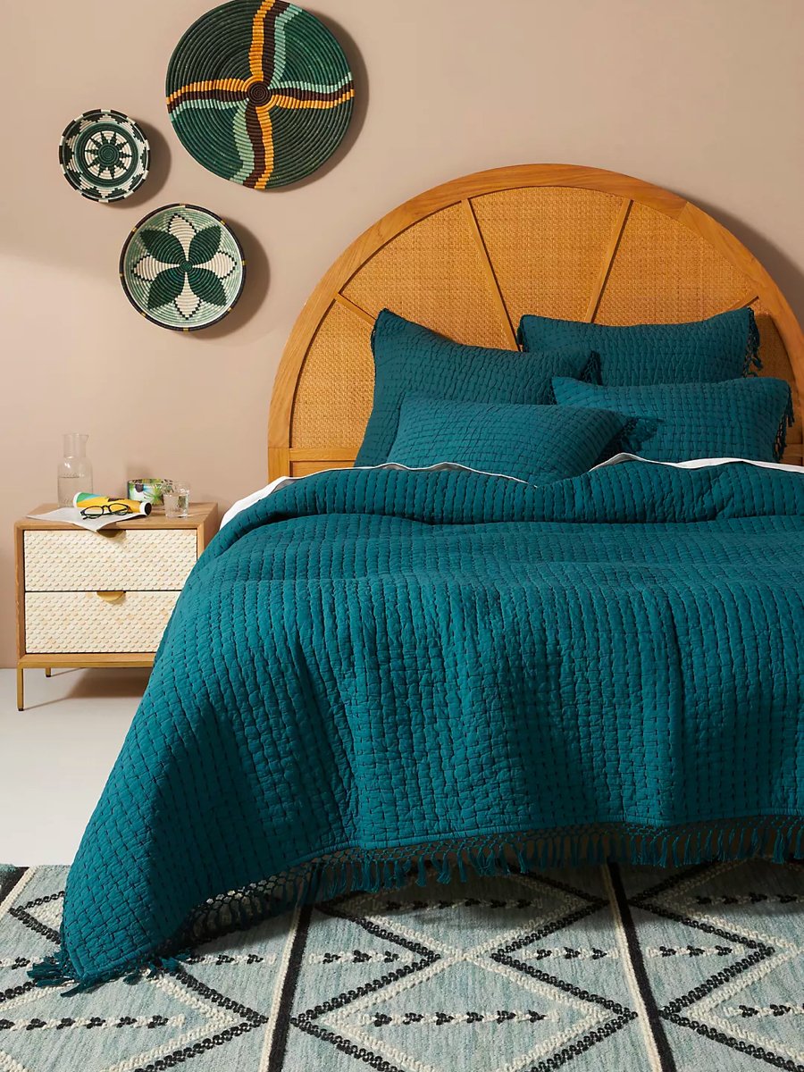 Lena-Stitched Velvet Quilt